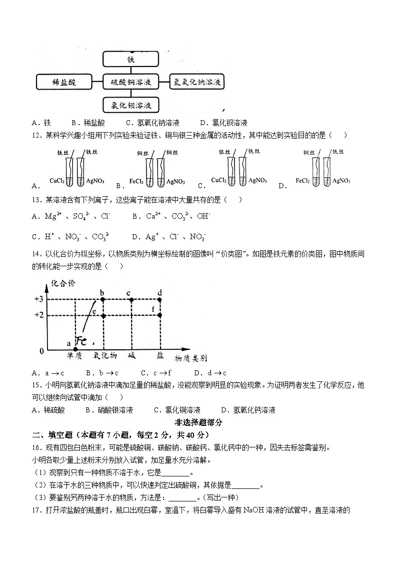 浙江省温州市瑞安市五校联考2024-2025学年九年级上学期期中评价科学试题(无答案)第3页