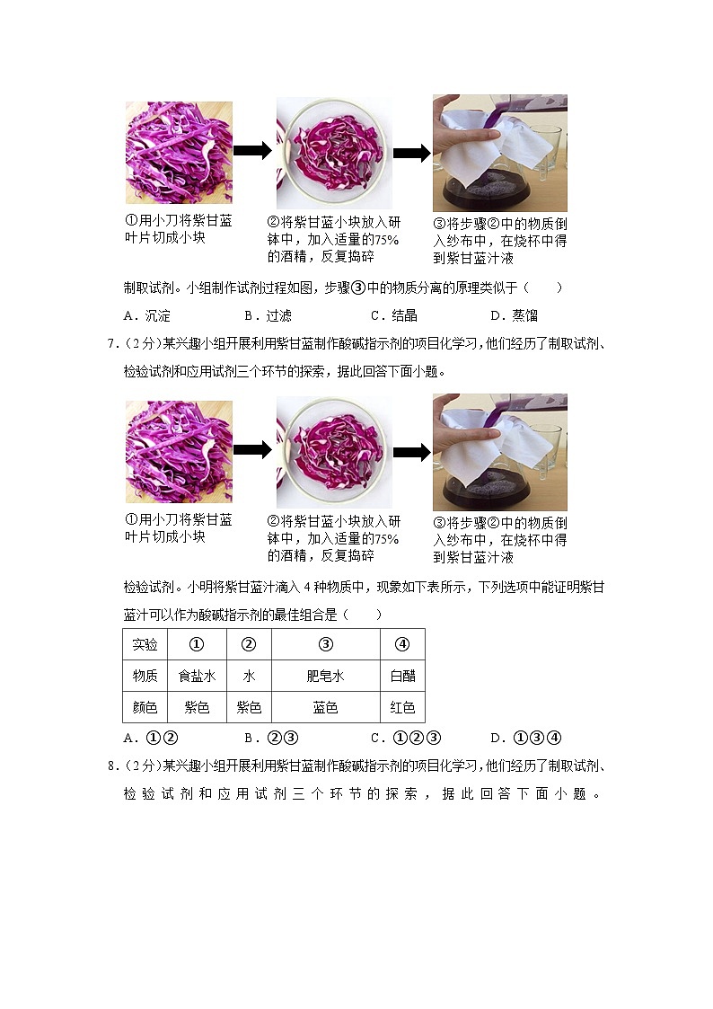 2023-2024学年浙江省温州市洞头区九年级（上）期中科学试卷02