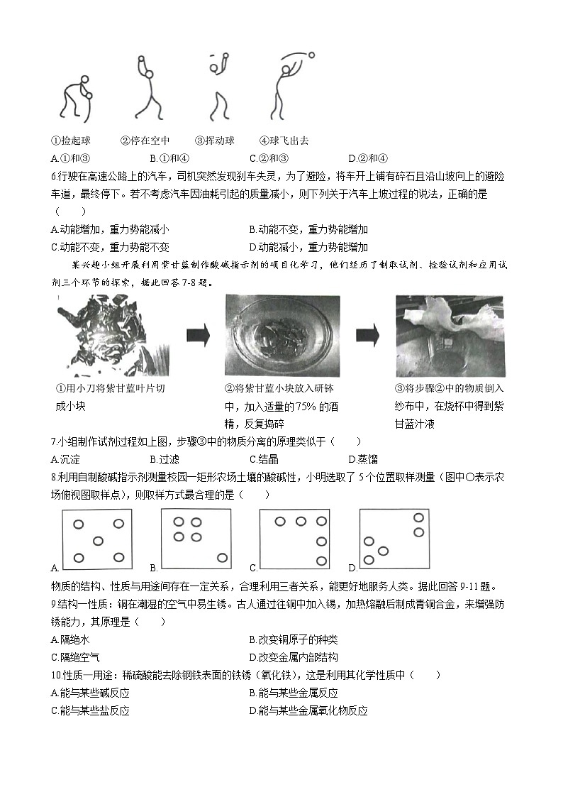 浙江省温州市苍南县2024-2025学年九年级上学期期中考科学试题(无答案)第2页