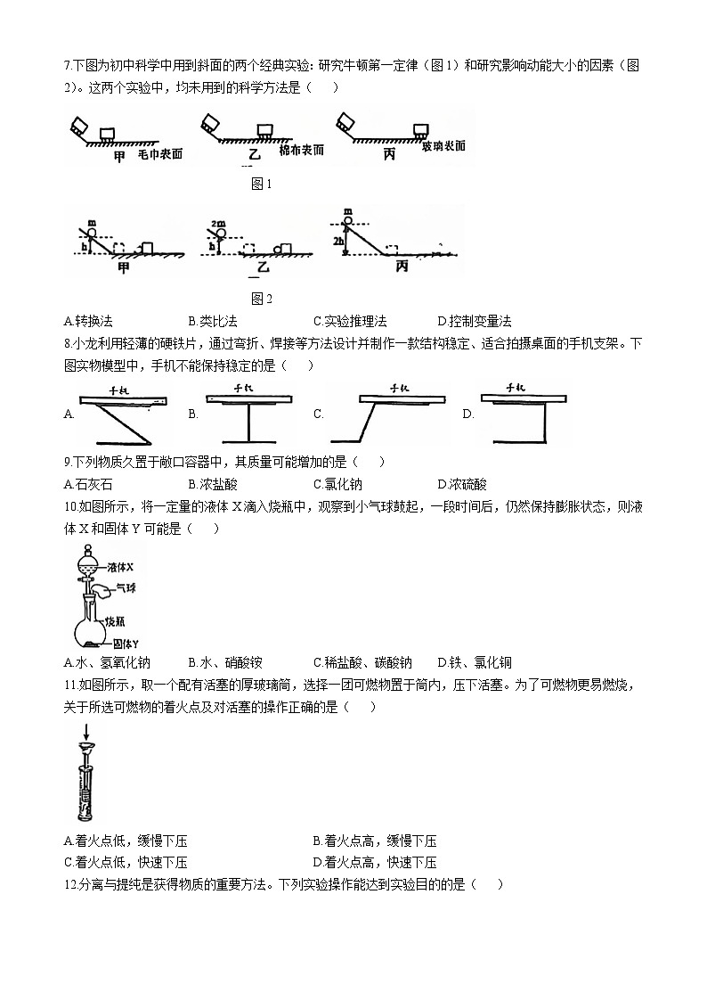 浙江省温州市森马协和国际学校2024-2025学年九年级上学期期中科学试卷02
