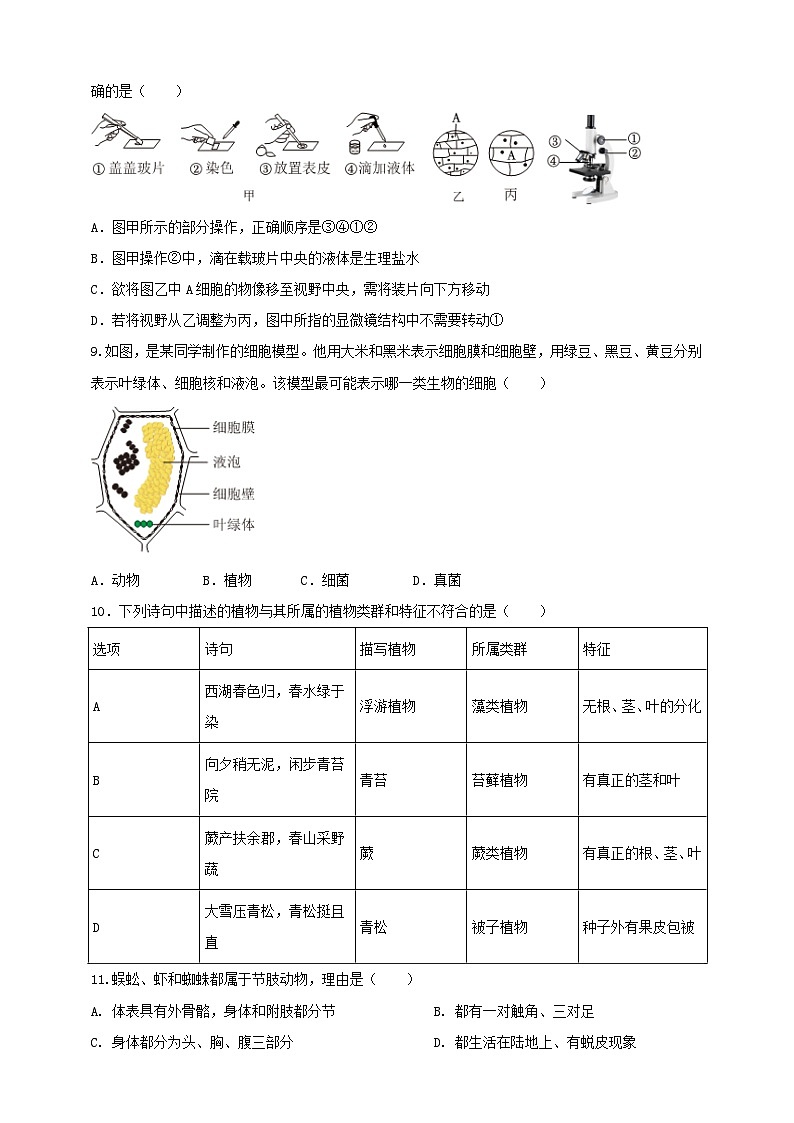 七上第二章 丰富多彩的生命世界 单元卷B第3页