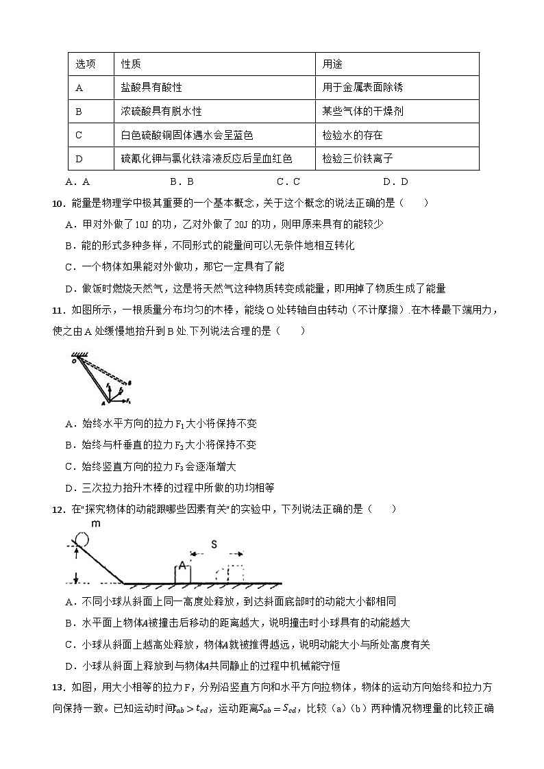 浙江省杭州市西溪实验学校2024-2025学年九年级上学期10月月考科学试题第3页