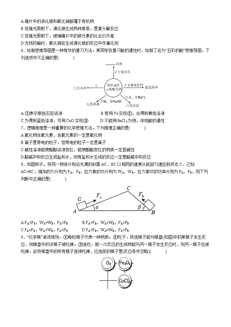 浙江省绍兴市绍初教育集团2024-2025学年九年级上学期期中测试科学试卷（1.1-3.4）第2页