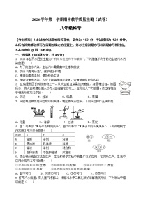 浙江省杭州市滨和中学2024-2025学年八年级上学期期中教学质量检测科学试题