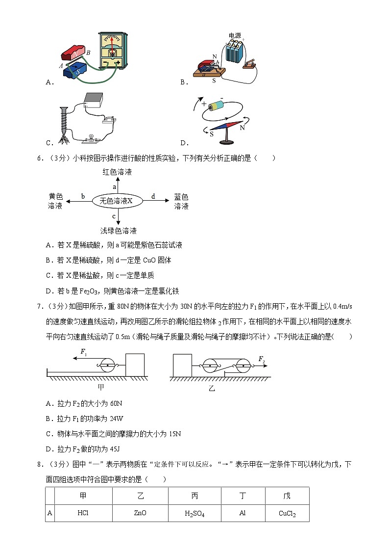 浙江省宁波市慈溪实验中学2023-2024学年九年级上学期10月月考科学试卷-A4第2页