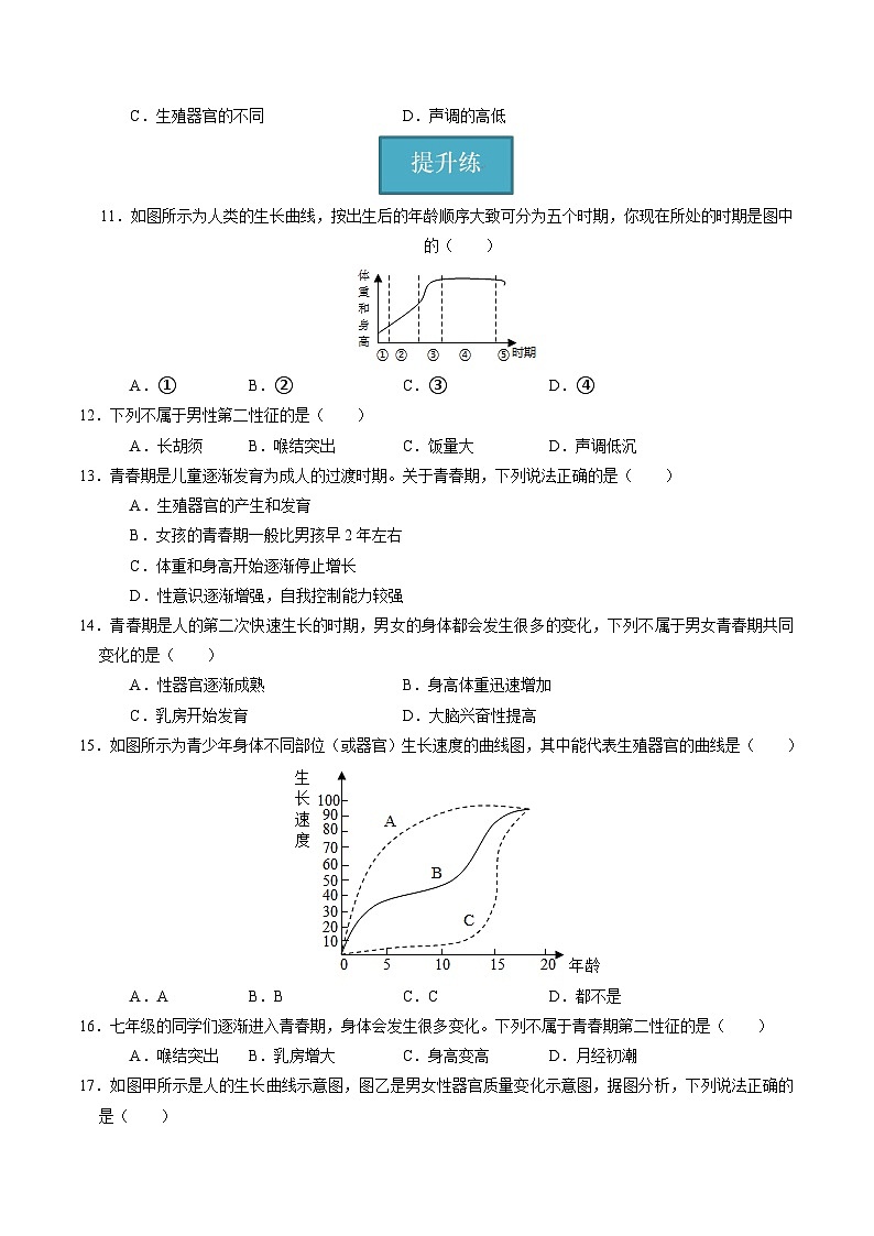 1.2 人和动物的生殖与发育（第2课时）（练习）第3页