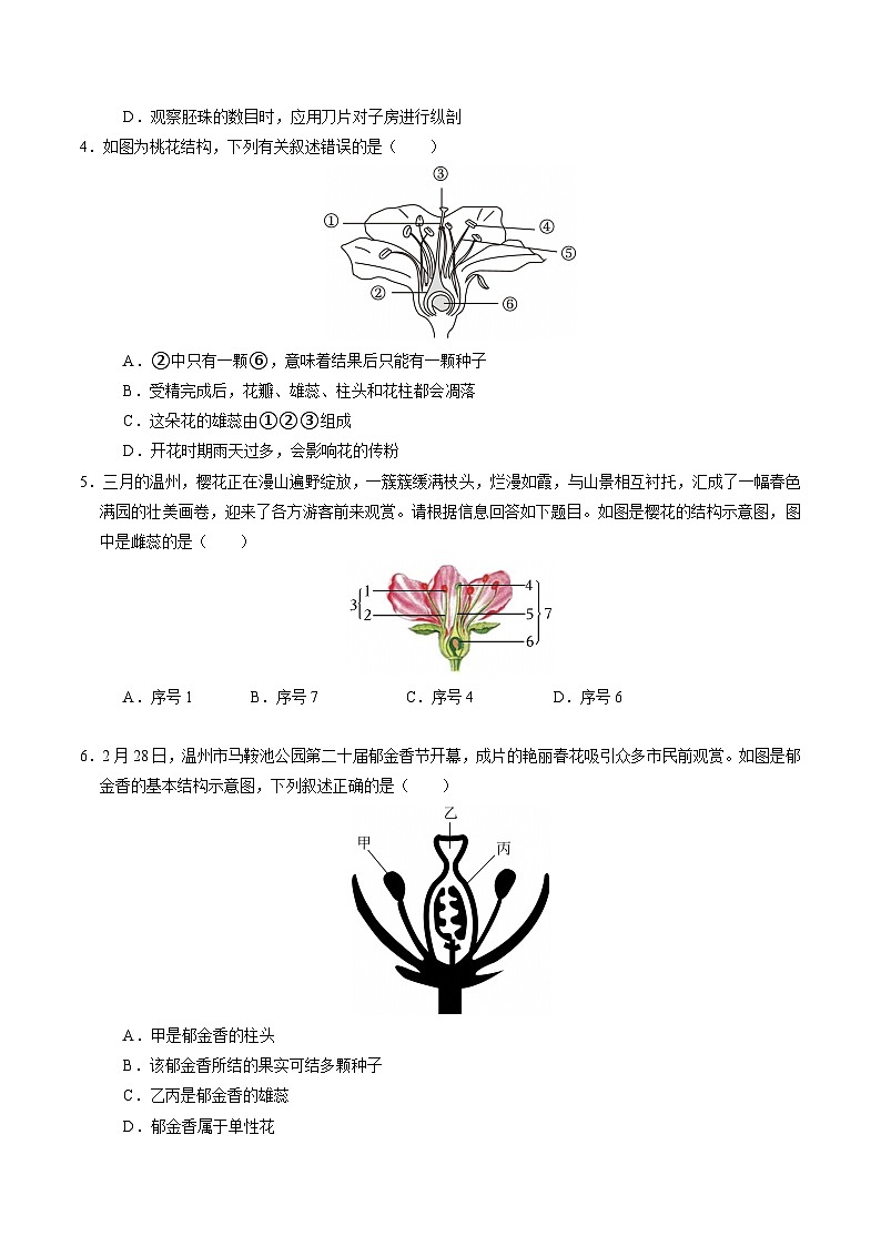 1.3 植物的生殖与发育（第1课时）（练习）第2页