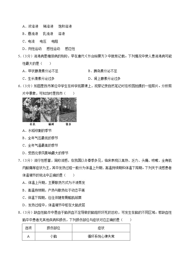 2023-2024学年浙江省嘉兴市平湖市八年级（上）期末科学试卷第2页