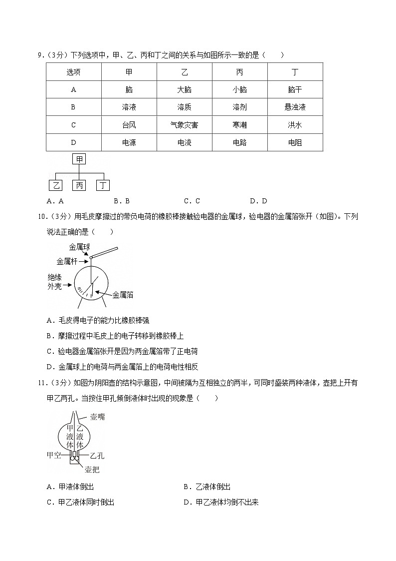 2023-2024学年浙江省金华市东阳市八年级（上）期末科学试卷第3页