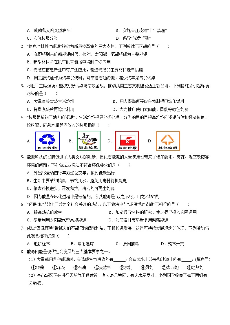 华师大版科学九下 6.4《新能源与可持续发展》学案第3页