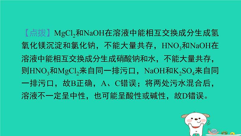 2024九年级化学上册第1章物质及其变化专题训练1离子共存与检验反应先后顺序问题习题课件浙教版第6页