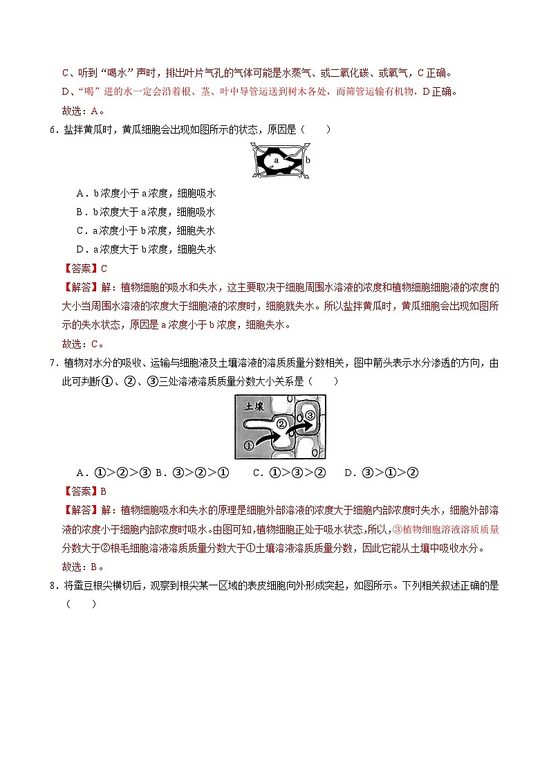 4.3 土壤与植物生长（第1课时）（练习）（含答案解析）第3页