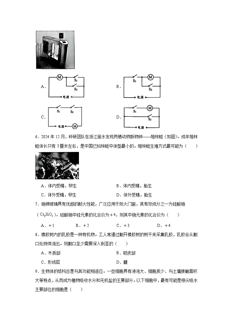 2025年4月浙江省台州市中考一模科学试题（无答案）第2页