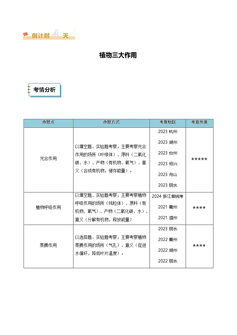 2025年中考考前冲刺攻略教案：科学（五）（原卷版）第2页
