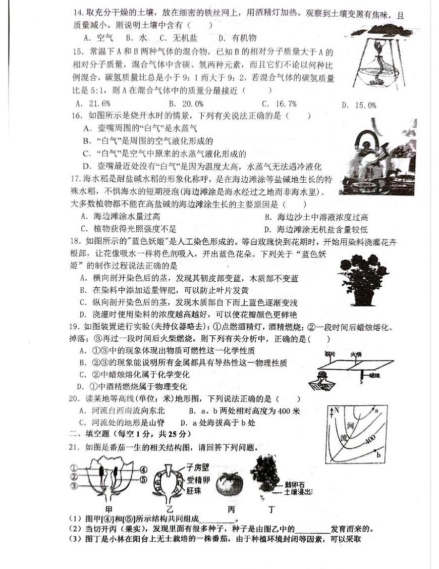 浙江省金华市义乌市义乌市宾王中学2024-2025学年七年级下学期6月期末科学试题第3页