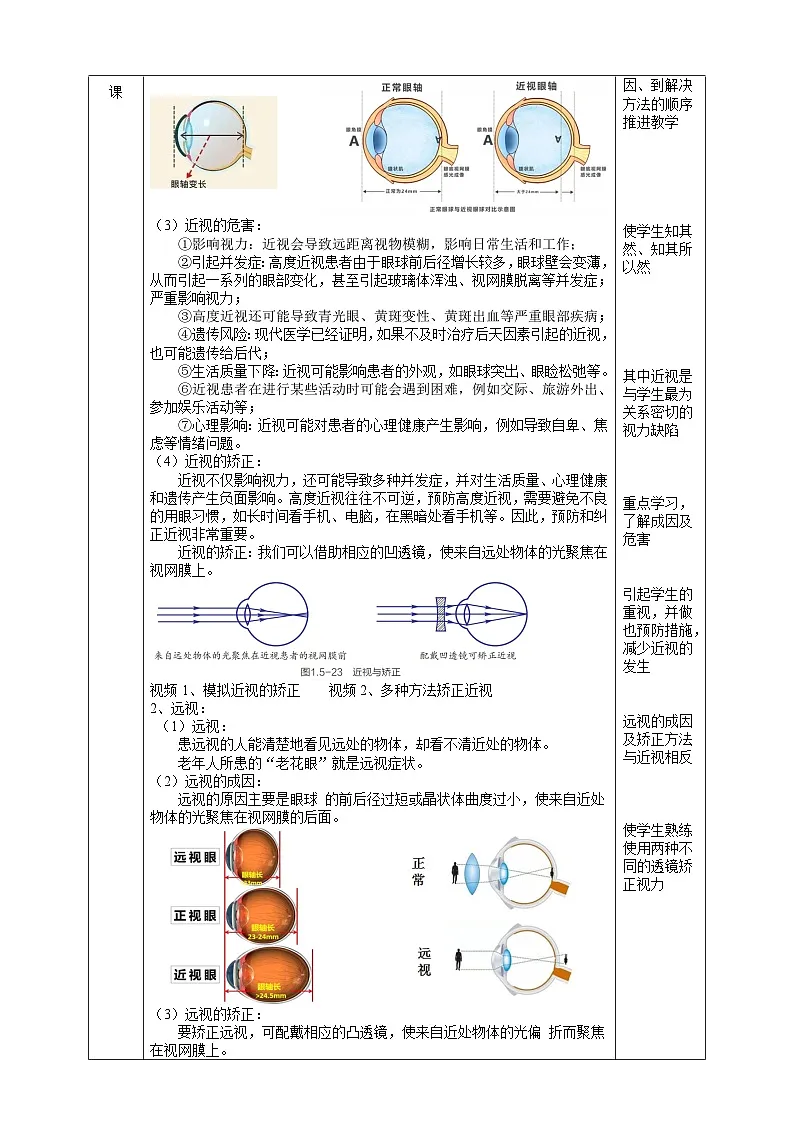 【新教材】浙教版八上科学 1.5 透镜和视觉（5）教学设计（表格式）第2页