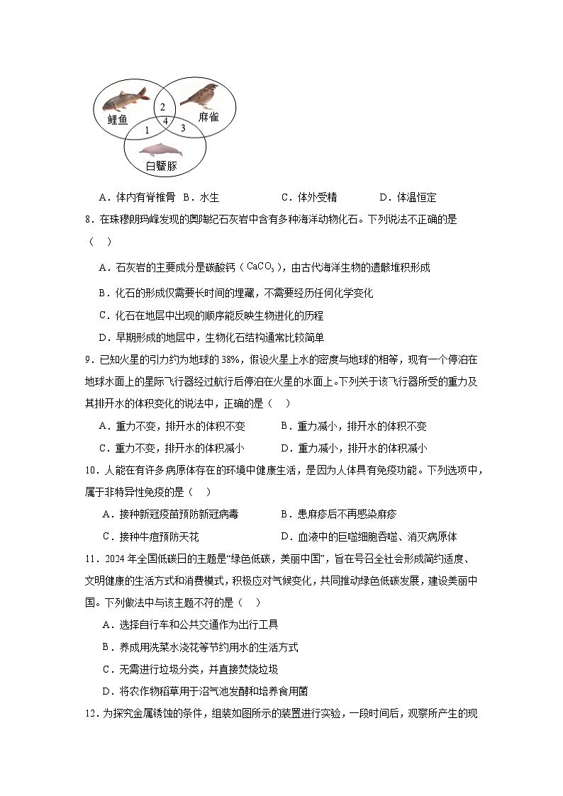 2025年浙江省“山海联盟”5月中考模拟科学试题（附答案解析）第3页