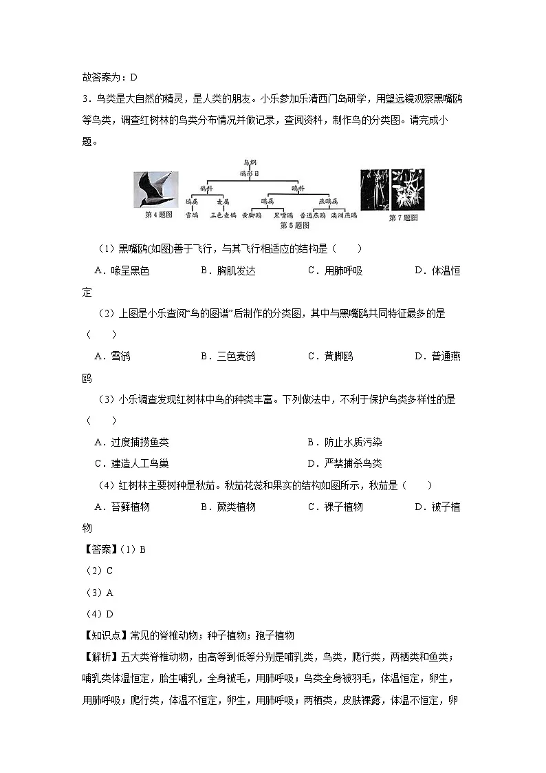 浙江省温州市乐清市2024-2025学年七年级上学期期末科学试卷（解析版）第3页