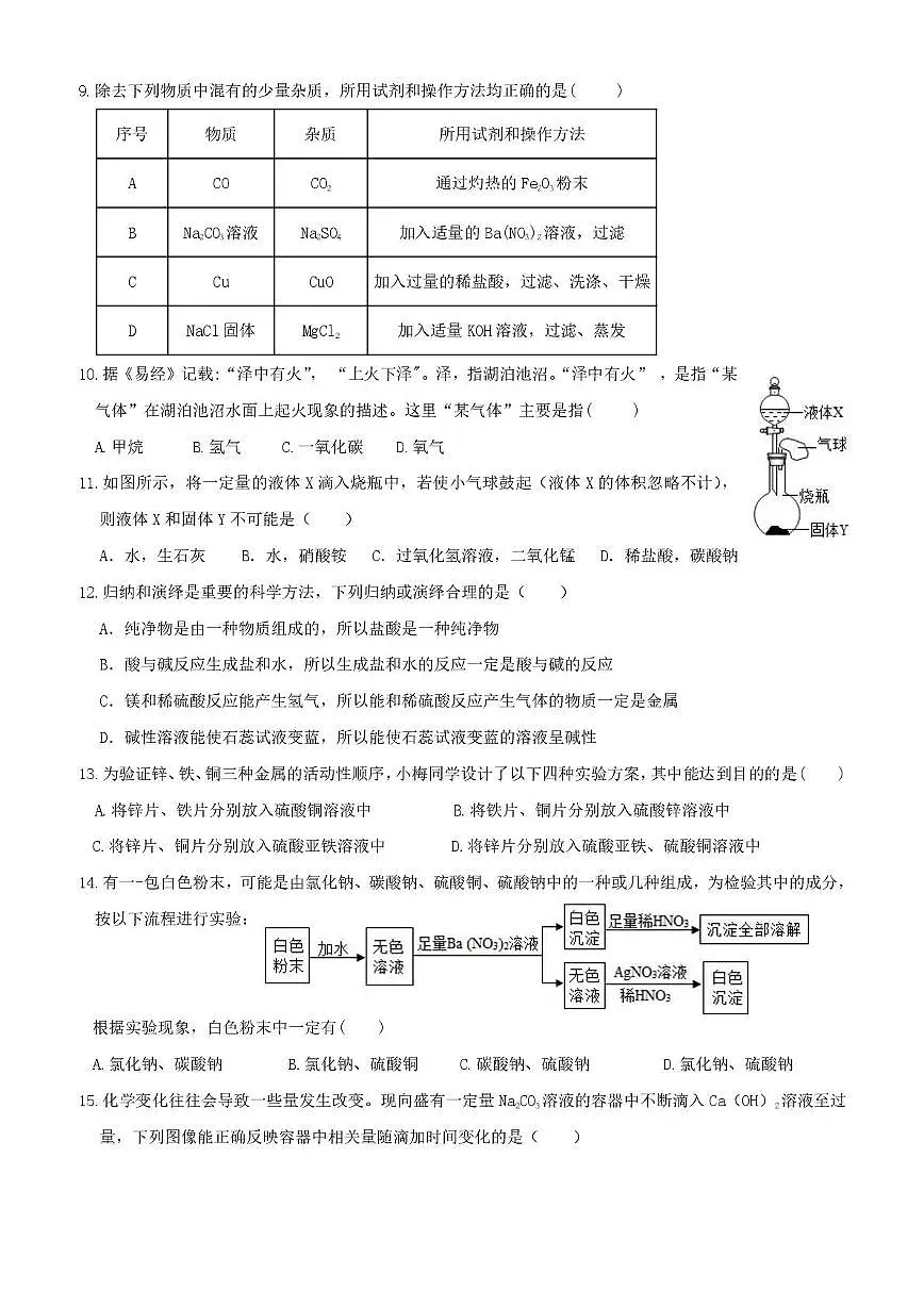 2025学年九年级第一次月考卷 温州新星学校2025学年第一学期第1次月考九年级科学学科试题卷(1)第2页