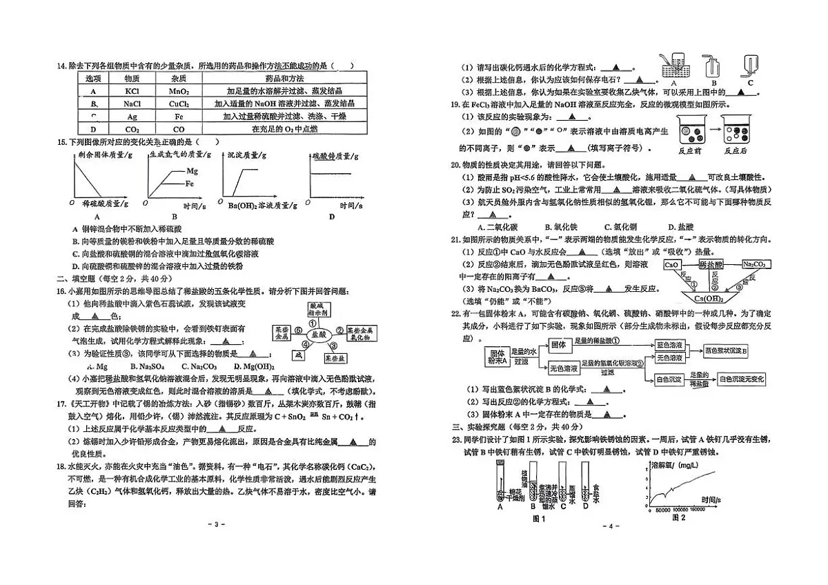 浙江省海宁市紫微初级中学2025-2026学年九年级上学期期中科学试卷第2页