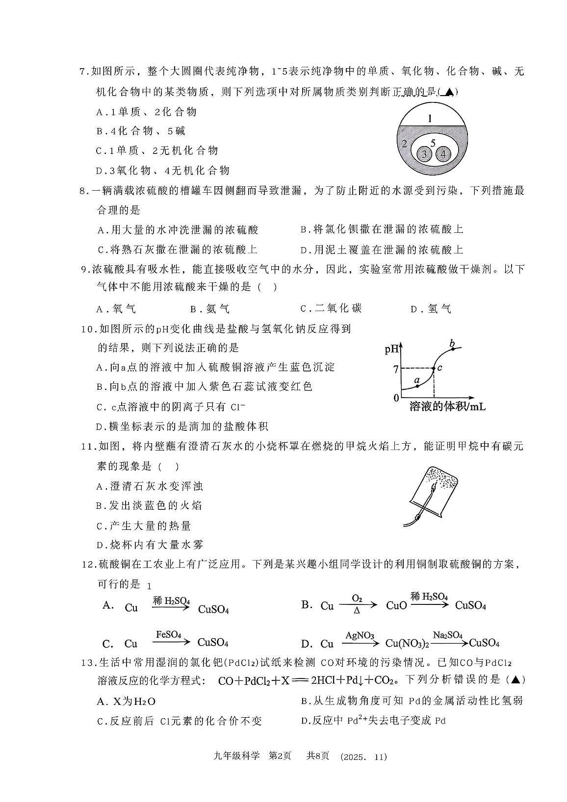 浙江省杭州市临平区2025-2026学年九年级上学期期中科学试题第2页