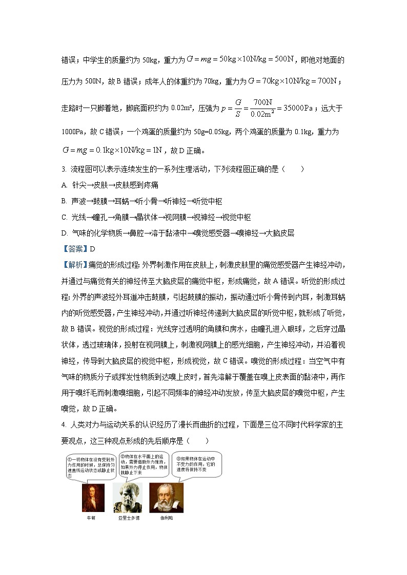 浙江省宁波市名校2025-2026学年八年级上学期10月月考科学试卷（解析版）第2页