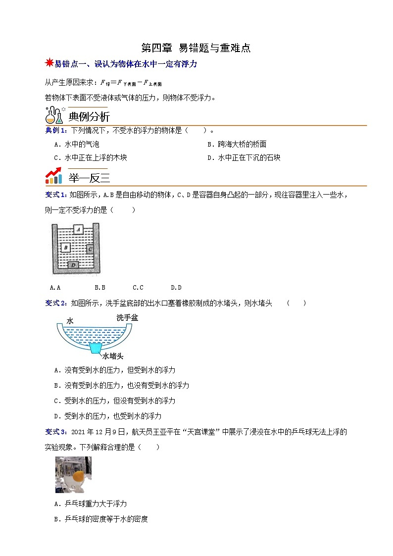 八上第四章 易错题与重难点 举一反三（原卷版）第1页