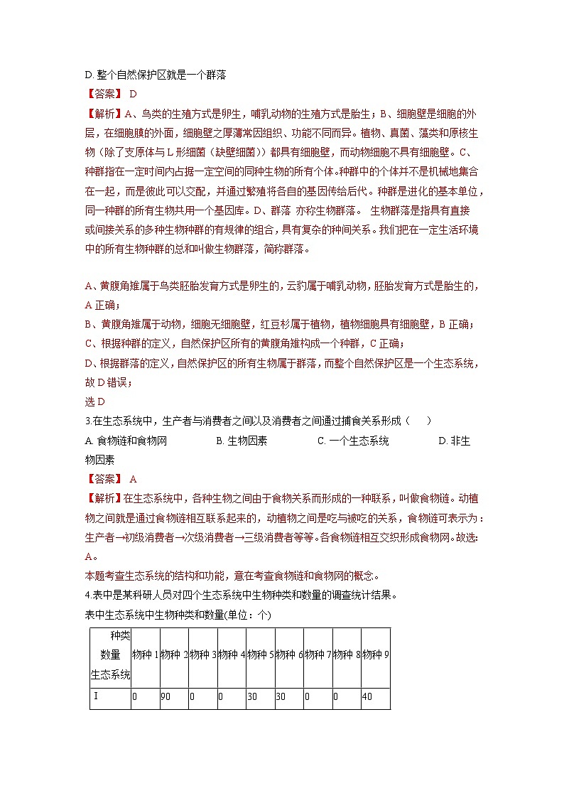 中考科学七年级下册培优习题（宁波专用） 第5章 生态系统第2页