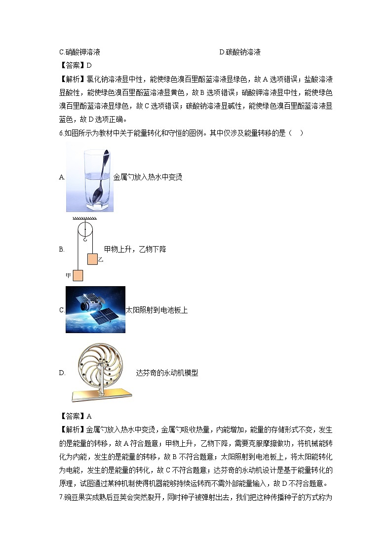 浙江省金华市婺城区2024-2025学年九年级上学期期末检测卷科学试卷（解析版）第3页