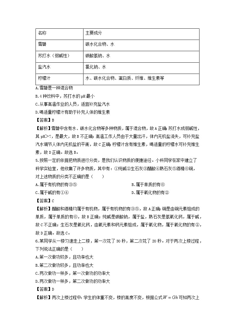 浙江省杭州市余杭区名校2024-2025学年九年级上学期期末考试科学试卷（解析版）第2页