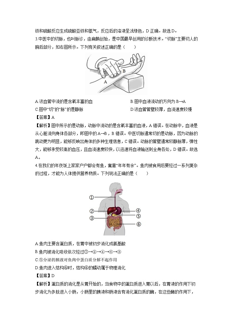 浙江省杭州市名校2024-2025学年九年级上学期期末检测科学试卷（解析版）第2页