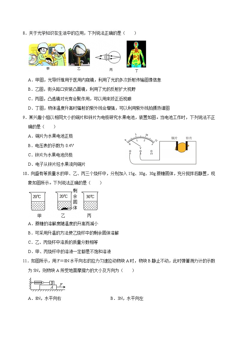 2025-2026学年浙教版八年级上学期科学期末模拟测试卷（三）（含答案解析）第3页