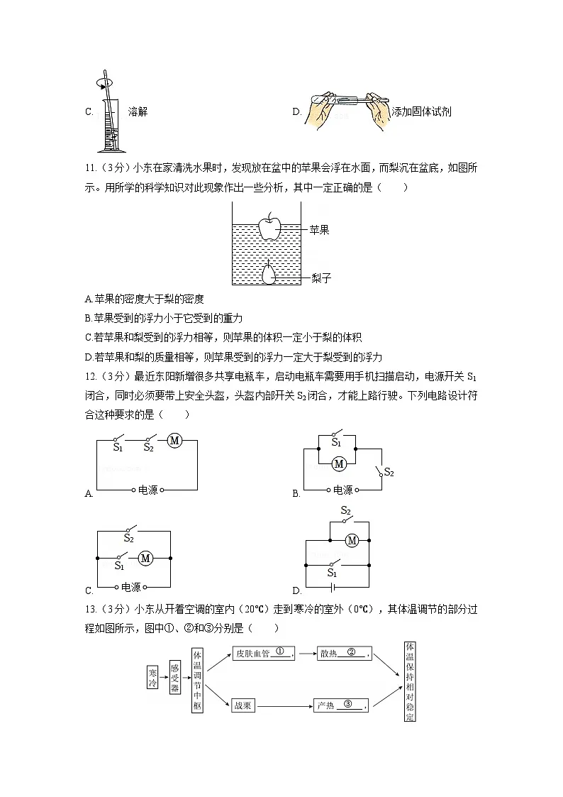 2024-2025学年浙江省金华市东阳市八年级上学期期末考试 科学试卷第3页