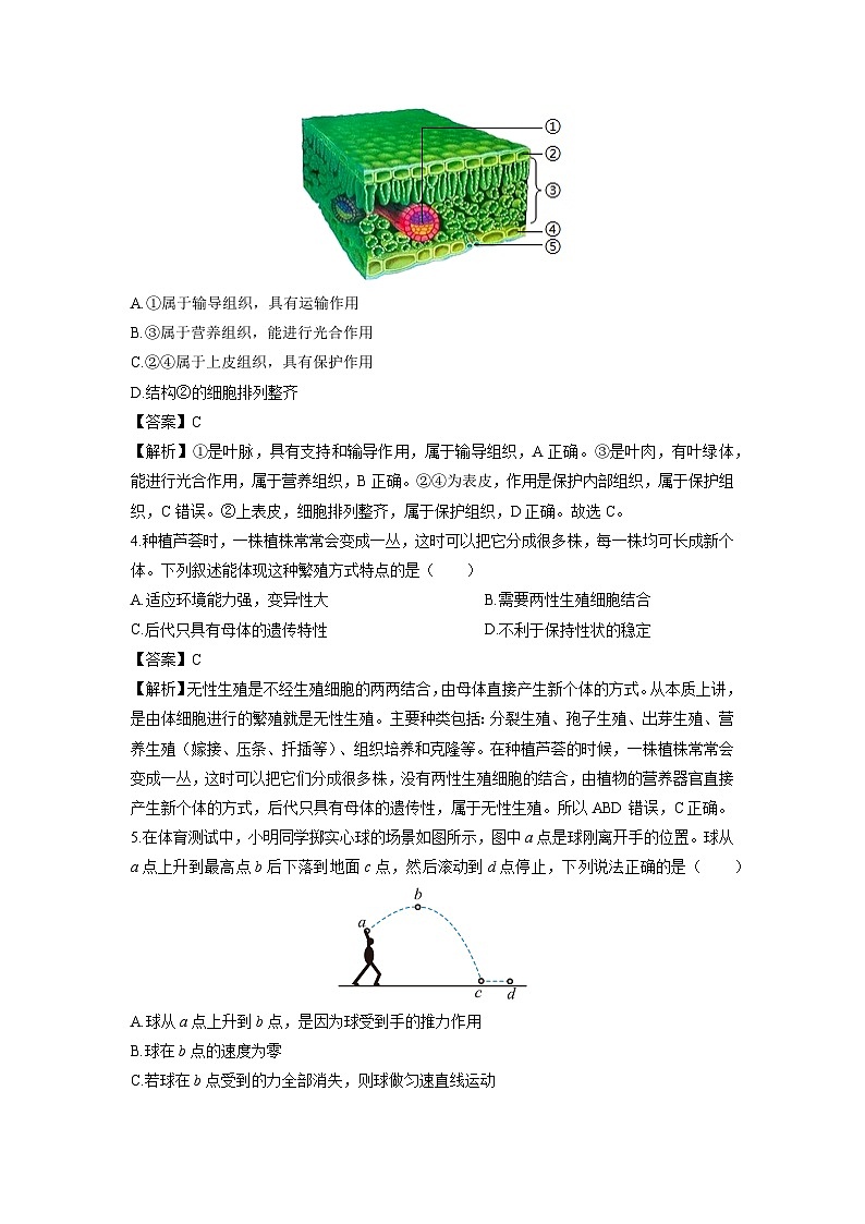 2024-2025学年浙江省宁波市名校七年级下学期期末科学试卷（解析版）第2页
