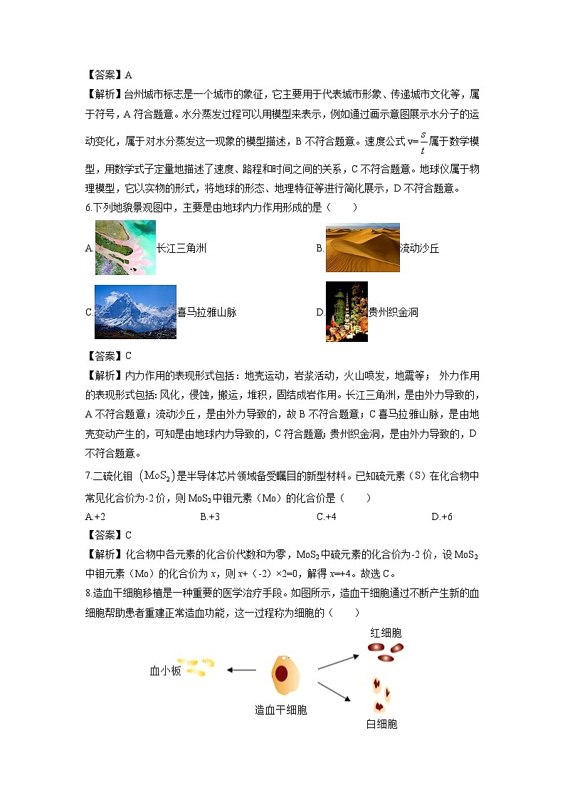 2024-2025学年浙江省台州市椒江区七年级下学期期末考试科学试卷（解析版）第3页