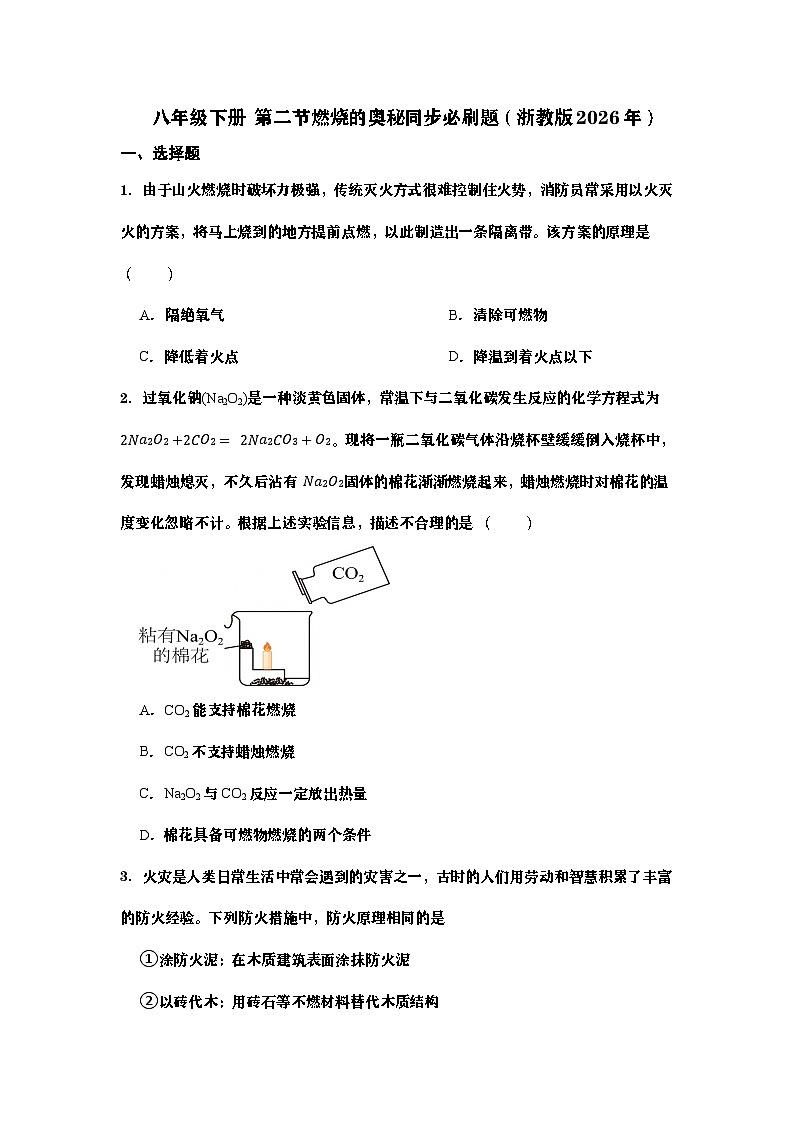 八年级下册 第二节燃烧的奥秘同步必刷题（学生版）第1页
