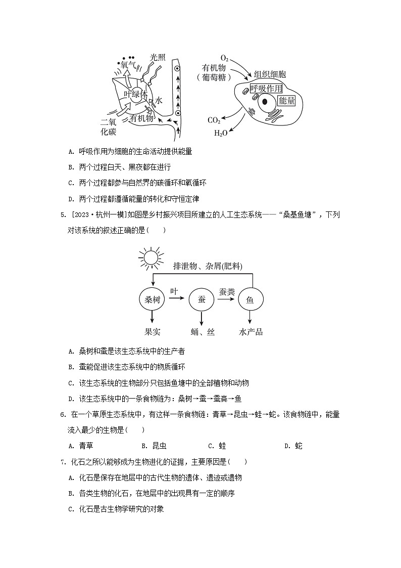 2024九年级科学下学期期末综合素质评价试卷及答案（浙教版）第2页