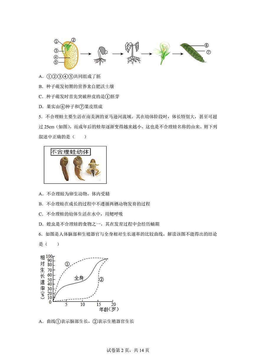2024~2025学年浙江省杭州市拱墅区大关中学初一下册期中考科学试题【附答案】第2页