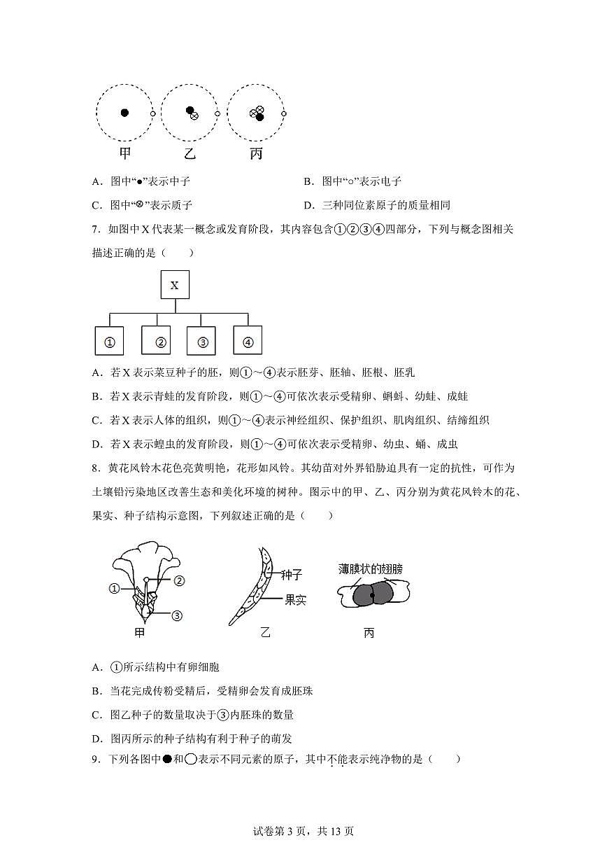 2024~2025学年浙江省杭州市钱塘区学正中学初一下册期中考科学试题【附答案】第3页
