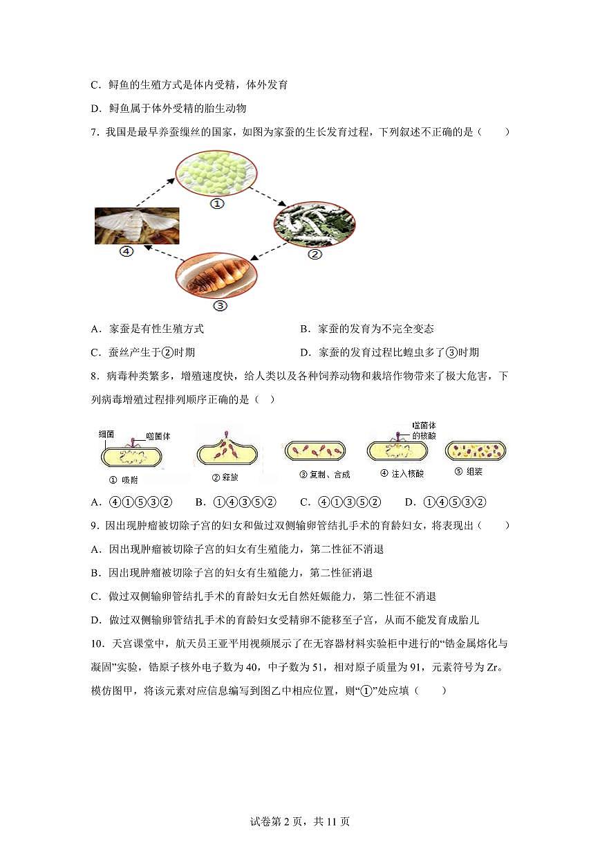 2024~2025学年浙江省湖州市华盛达七年级下册5月月考科学试题 【附答案】第2页