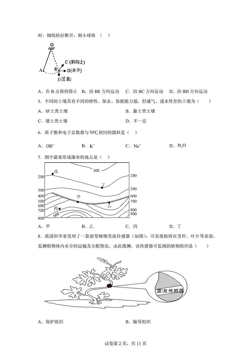 2024~2025学年浙江省宁波市七中教育集团七年级下册期末考试科学试题【附答案】第2页