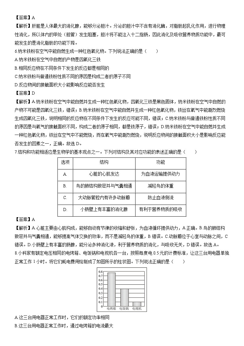 浙江省绍兴市嵊州市2023-2024学年九年级上学期期末科学试卷（解析版）第3页