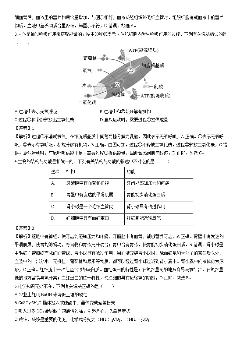 浙江省嘉兴市平湖市2023-2024学年九年级上学期12月期末科学试卷（解析版）第2页