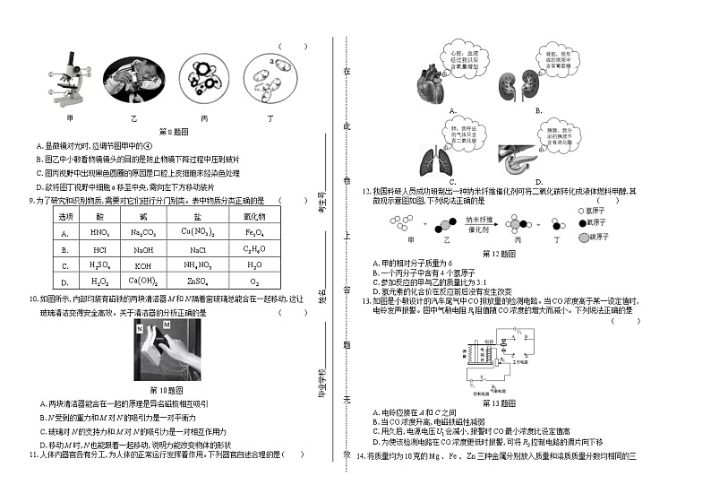 2019年浙江省绍兴市中考科学试卷（附答案与解析）02
