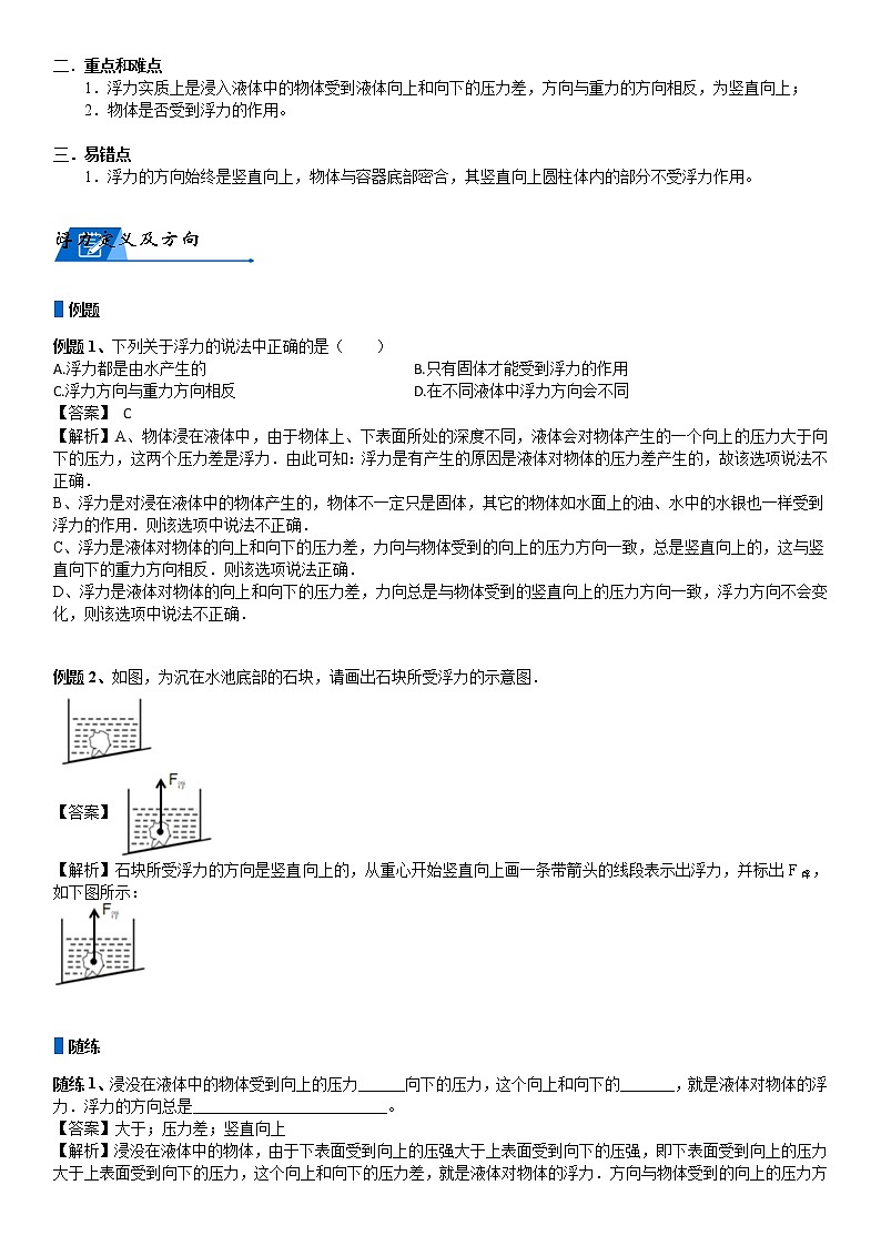 浙教版八上科学教案 第一章 水的浮力 知识点及题型汇总（机构专用）03