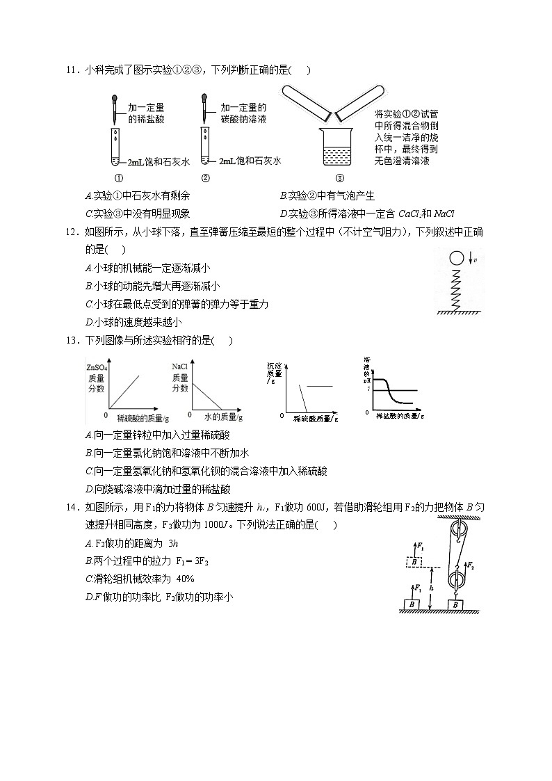 浙江省宁波市宁波外国语学校2020-2021学年九年级上期中科学试题第3页