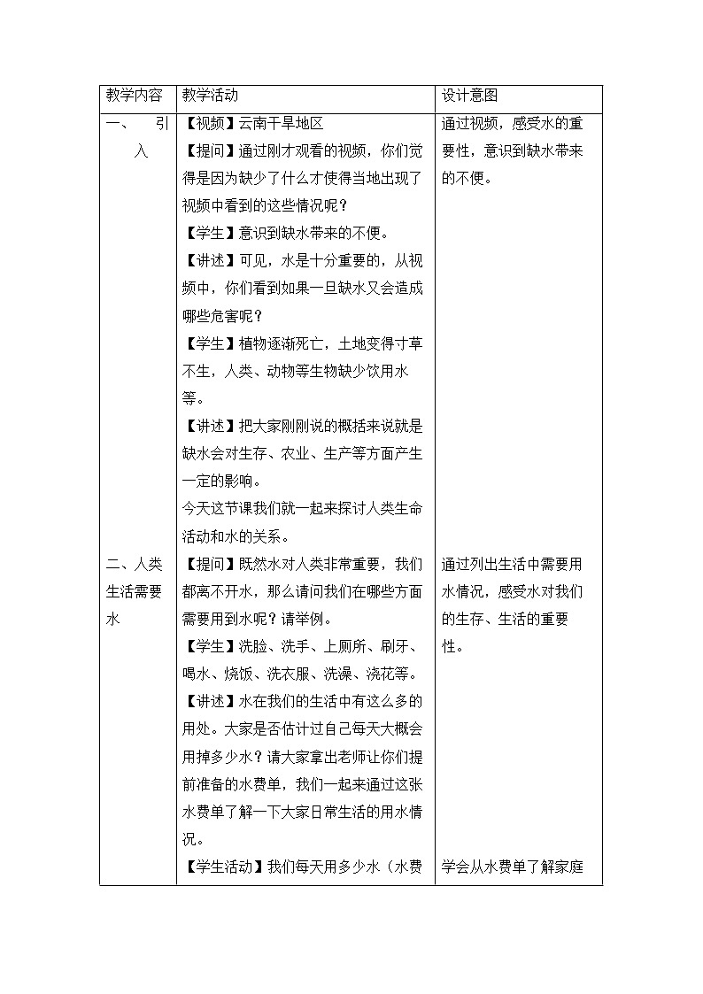 6.1.3 人类生活需要水 教学设计02
