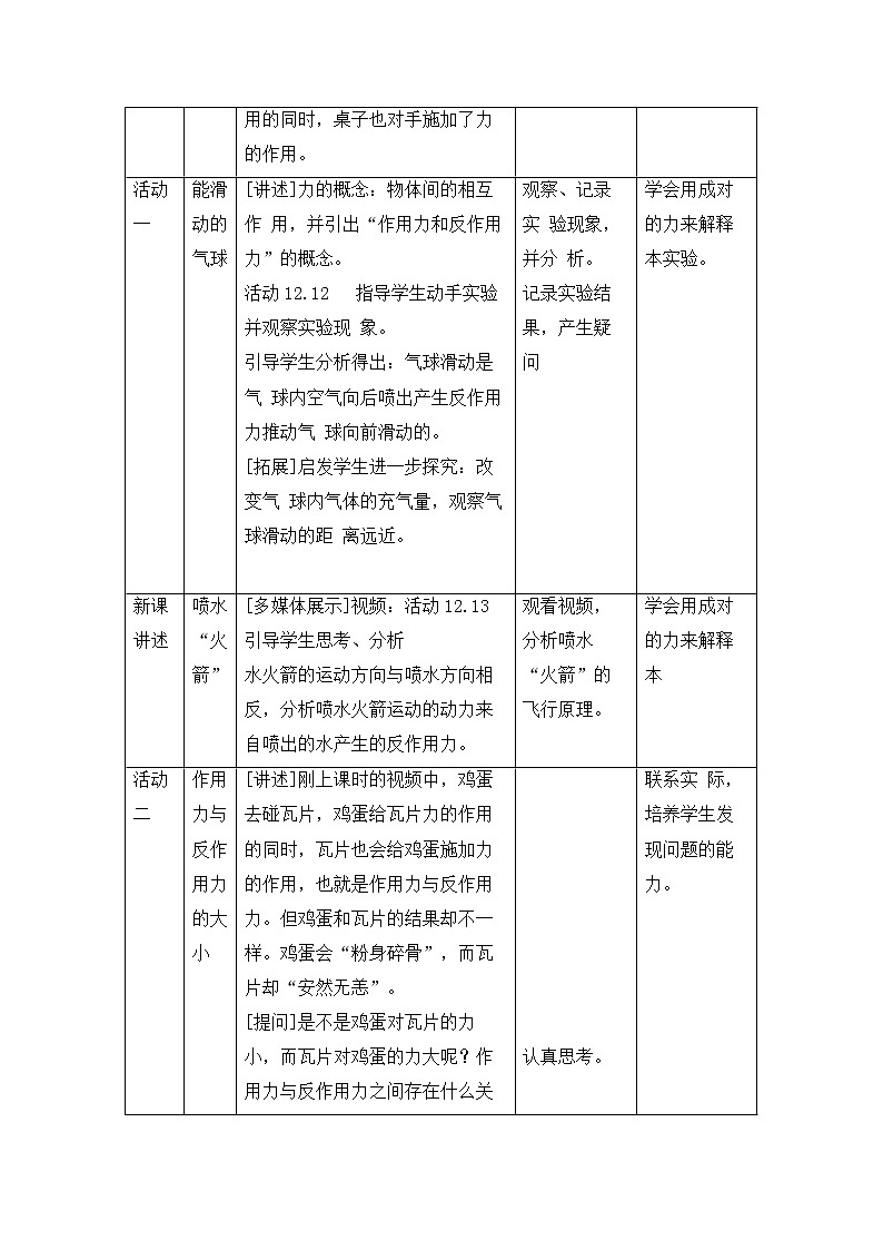 牛津上海版科学七年级下册 12.2.1 力和力的作用 教学设计03