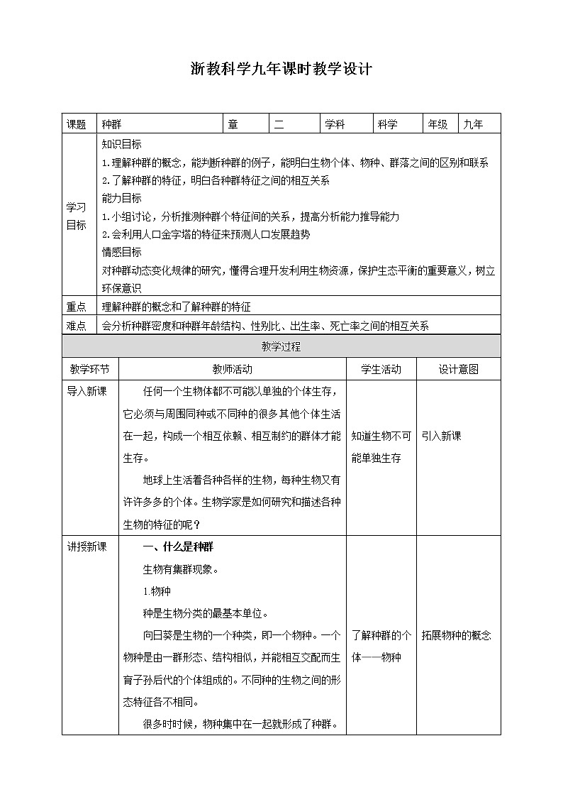 2.2《种群》PPT课件+教案+练习+素材 浙教版九年级科学下册01