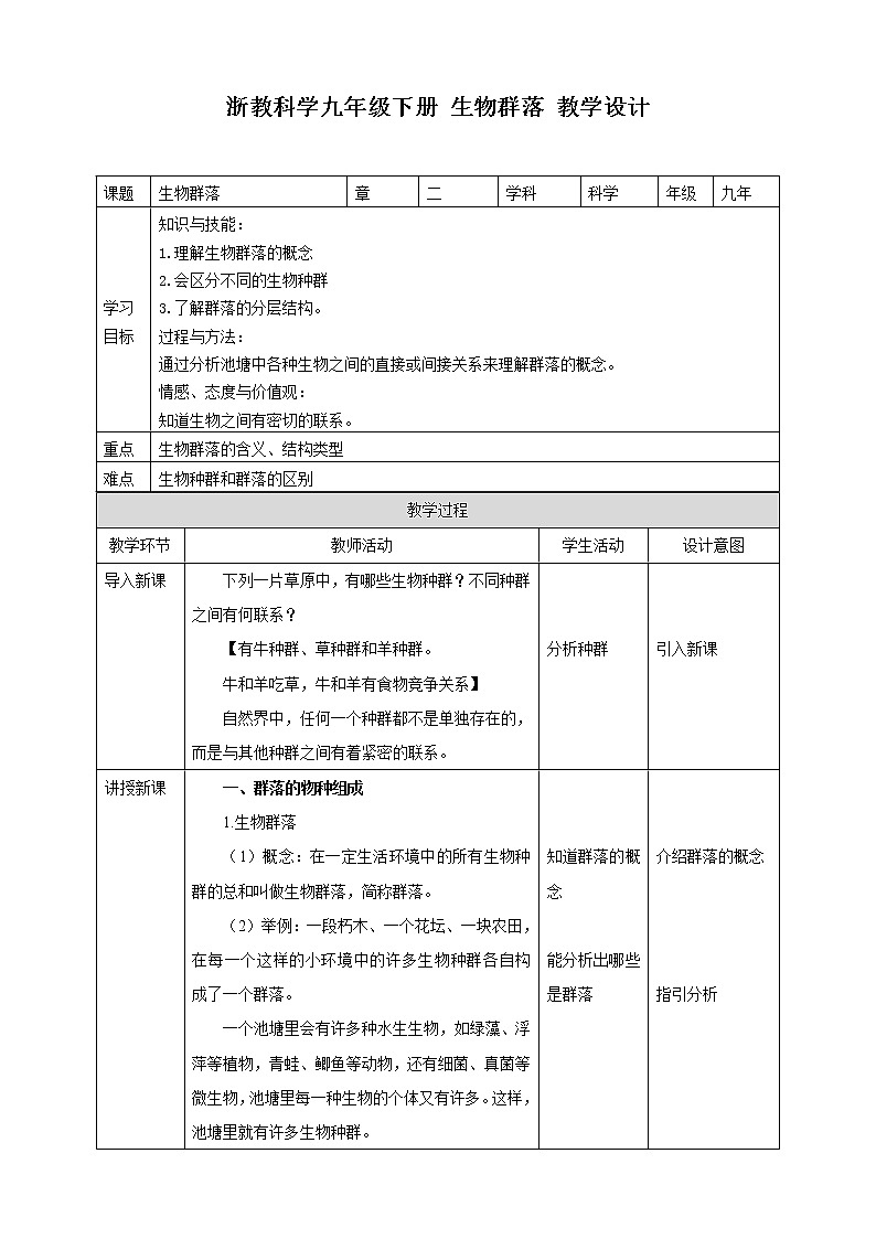 2.3《生物群落》PPT课件+教案+练习+素材 浙教版九年级科学下册01